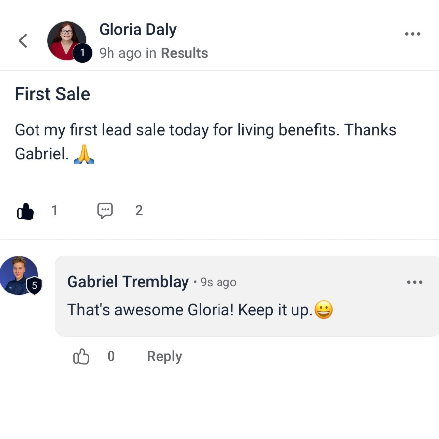 Gloria Daly — First living benefits sale
