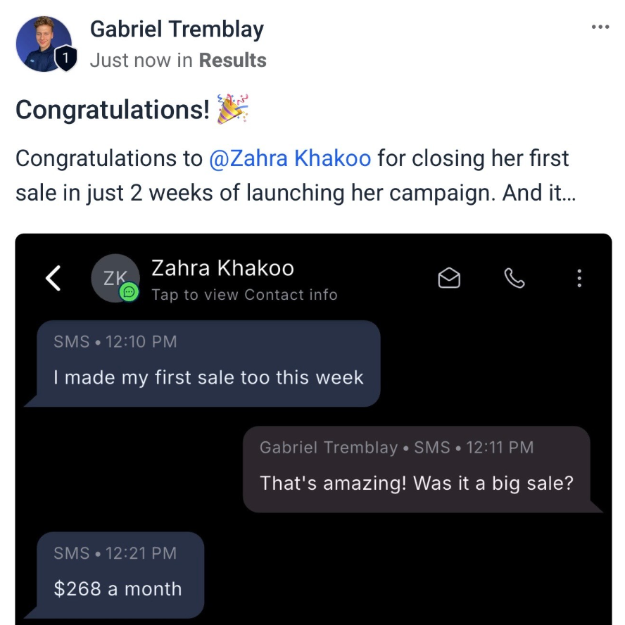 Zahra Khakoo — First sale in 2 weeks