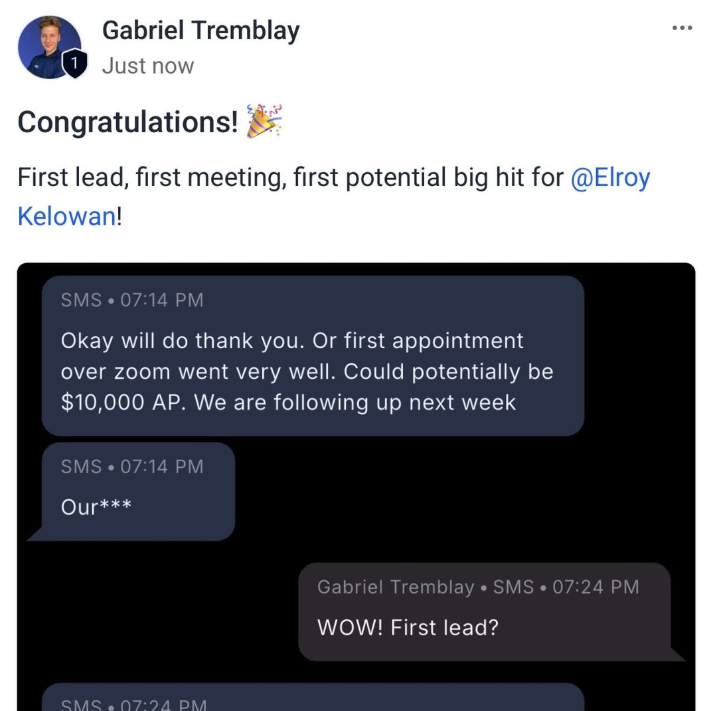 Elroy Kelowna — First lead, potential $10,000 AP deal