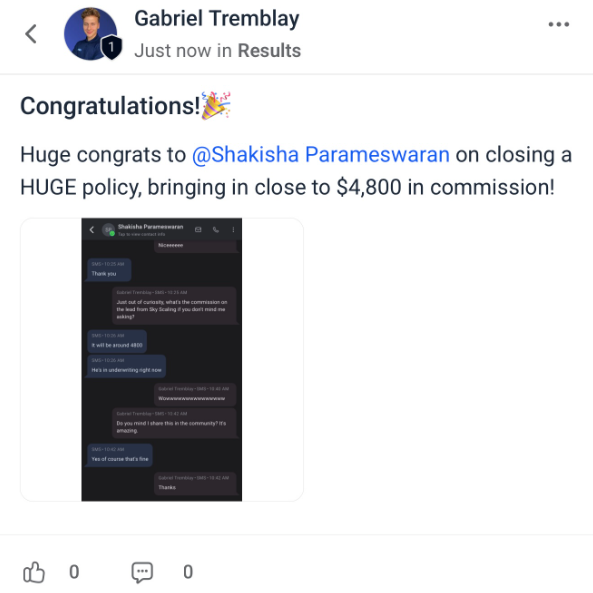 Shakisha Parameswaran — closed a HUGE policy, ~$4,800 commission
